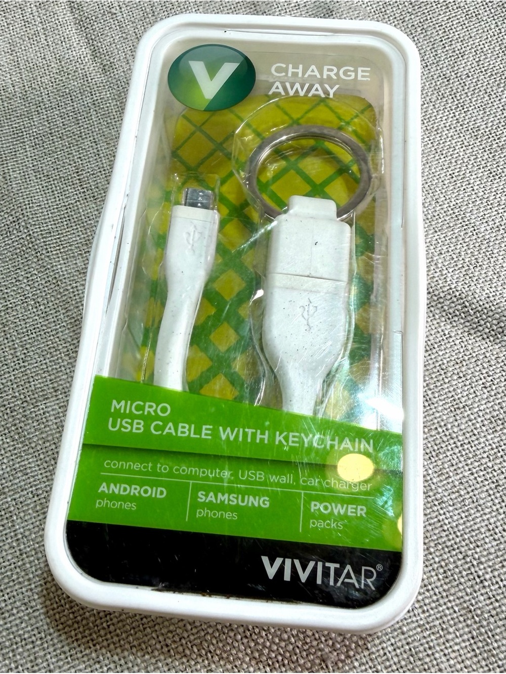 Vivitar Charge Away Micro USB Cable with Keychain.